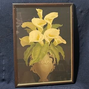 Rare 19th Cent. Print American Still Life of Calla Lilies in Greek Urn